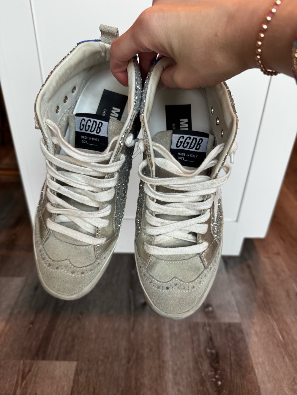Golden Goose Silver Glitter Midstar Women’s Sneakers - Picture 2 of 8